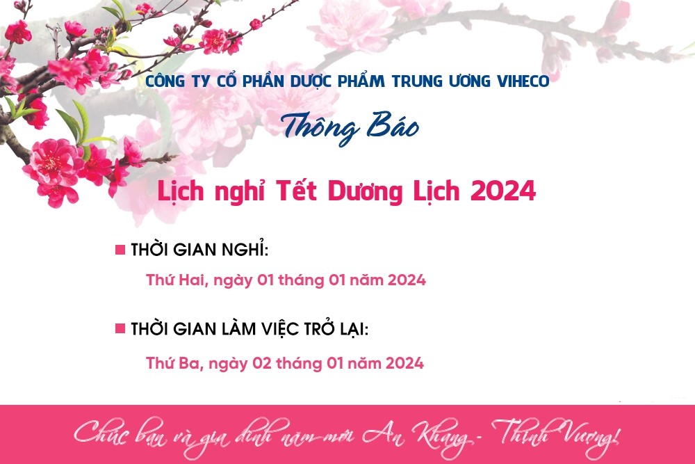 THÔNG BÁO LỊCH NGHỈ TẾT DƯƠNG LỊCH NĂM 2024