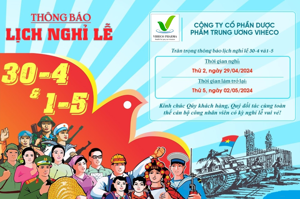 VIHECO THÔNG BÁO LỊCH NGHỈ LỄ 30/4 – 01/05